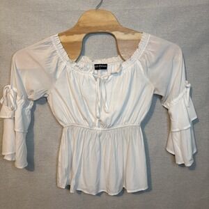 Scarlet Darkness Blouse Top Small Cream‎ Renaissance Victorian Peasant Coquette